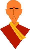 een Aziatisch monnik in zijn traditioneel kostuum beoefenen meditatie vector kleur tekening of illustratie