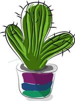 schilderij van een cactus fabriek in een helder bloem pot vector kleur tekening of illustratie