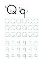 afdrukbare brief q alfabet traceren werkblad vector