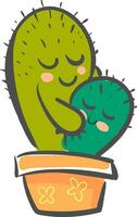 stekelig cactus planten van twee knuffelen elk andere vector kleur tekening of illustratie
