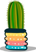 tekening van een hoog cactus fabriek in een ontwerper bloem pot biedt extra stijl naar de ruimte bezet vector kleur tekening of illustratie