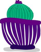 schilderij van een ronde vormig cactus met een bloem Bij haar top verschijnt in een Purper pot vector kleur tekening of illustratie