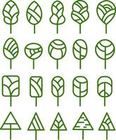 groen bomen in verschillend vormen, illustratie, vector Aan wit achtergrond.