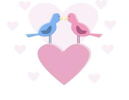 Valentijn symbool met twee vogelstand vector of kleur illustratie
