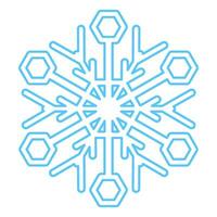 winter blauw pluizig sneeuwvlok dun geaaid icoon vector