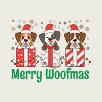 schattig puppy's binnen Kerstmis geschenk dozen vector