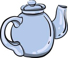 blauw theepot, illustratie, vector Aan wit achtergrond