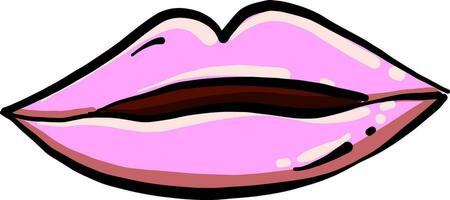 roze lippen, illustratie, vector Aan wit achtergrond