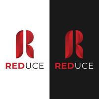letter initiaal r rood verloop voor het verminderen van logo-ontwerpsjabloon vector