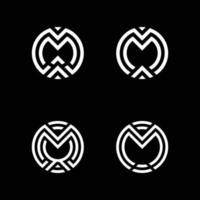 monogram beginletter mm cirkel eenvoudig elegant minimalistisch luxe uniek retro vintage hipster logo-ontwerp vector