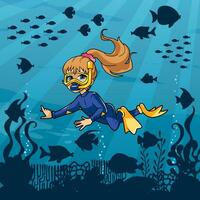 duiker meisje onderzees vector