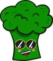 broccoli met bril, illustratie, vector Aan wit achtergrond