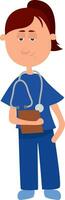 verpleegster in werk kleren, illustratie, vector Aan wit achtergrond