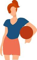 meisje met basketbal, illustratie, vector Aan wit achtergrond.