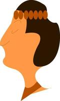 een vrouw met bruin hoofd uitrusting vector of kleur illustratie