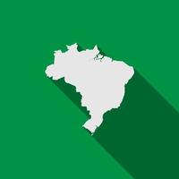 Brazilië kaart op groene achtergrond met lange schaduw vector