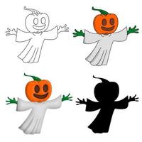 grappige halloween-spook met een pompoenhoofd vectorillustratie vector