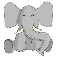 handgetekende schattige olifant dierlijke vectorillustratie geïsoleerd op een witte achtergrond vector