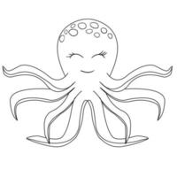 handgetekende schattige octopus dierlijke vectorillustratie geïsoleerd op een witte achtergrond vector
