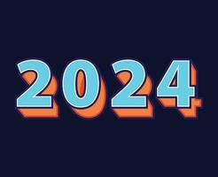 2024 gelukkig nieuw jaar abstract cyaan en oranje grafisch ontwerp vakantie vector logo symbool illustratie met blauw achtergrond