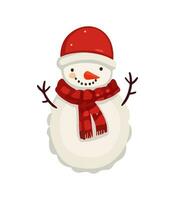 ai gegenereerd sneeuwman met een sjaal, handschoenen en hoed geïsoleerd in een wit achtergrond in tekenfilm waterverf stijl. vlak ontwerp. vector illustratie.