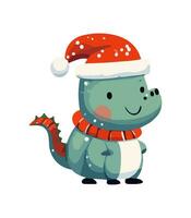 ai gegenereerd vector schattig Kerstmis draak. symbool van de nieuw jaar. dinosaurus illustratie in waterverf stijl