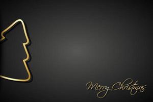 moderne gouden kerstbomen op zwarte achtergrond. vakantiegroetkaart met vrolijk kerstmisteken vector
