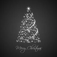 kerstboom van sterren met abstracte ketting op zwarte achtergrond. vakantiegroetkaart met vrolijk kerstmisteken vector