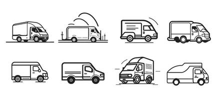 vrachtauto icoon, schets vector. voedsel levering of reclame Verzenden. vector