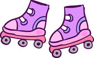 clip art van de schattig rol skates voor kinderen in roze kleur, vector of kleur illustratie