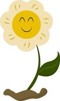 emoji van een glimlachen geel bloem, vector of kleur illustratie