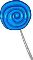 ronde blauw lolly met grijs stok, vector of kleur illustratie.