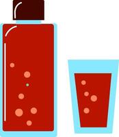 rood sap in fles, vector of kleur illustratie.