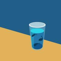 beeld van kop van water - glas van water, vector of kleur illustratie.