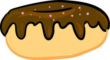 beeld van chocola room donut, vector of kleur illustratie.