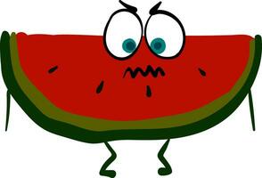 beeld van boos watermeloen, vector of kleur illustratie.