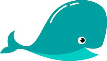clip art van een blauw gekleurd walvis met een wit uitroep Mark vector of kleur illustratie