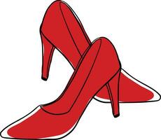 clip art van een paar- van rood gekleurd schoenen vector of kleur illustratie