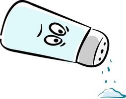 emoji van een verdrietig blauw gekleurd zout shaker vector of kleur illustratie