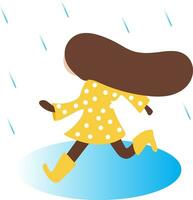clip art van een klein meisje rennen naar krijgen uit van de regen vector of kleur illustratie