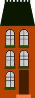 een hoog oranje gebouw, vector of kleur illustratie