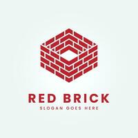 rood steen, stapel en stack balans bakstenen met veelhoek logo vector illustratie ontwerp sjabloon Product