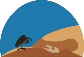 wild landschap met een adelaar neergestreken Aan de woestijn vector of kleur illustratie