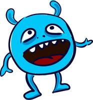 blauw monster, vector of kleur illustratie.