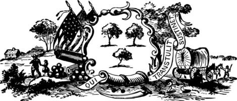 de officieel zegel van koloniaal Connecticut in 1635 wijnoogst illustratie vector