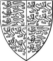 schild van koningin philippa is een heraldisch schild wijnoogst gravure. vector