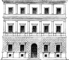 klein paleis Bij Rome door balthazar peruzzi wijnoogst gravure. vector
