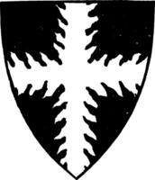 kruis flamant is een heraldisch schild wijnoogst gravure. vector