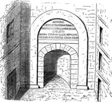 poort van spoleto, in Rome, wijnoogst gravure. vector