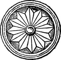 decoratief plaque is een circulaire plaque versierd met een rozet, wijnoogst gravure. vector